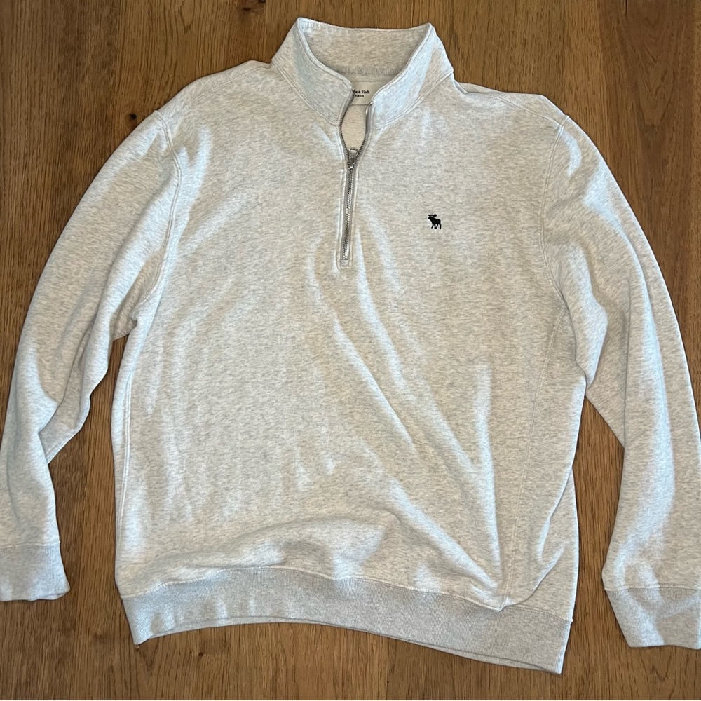 Mens Abercrombie & Fitch Quarter Zip Light Gray - XL